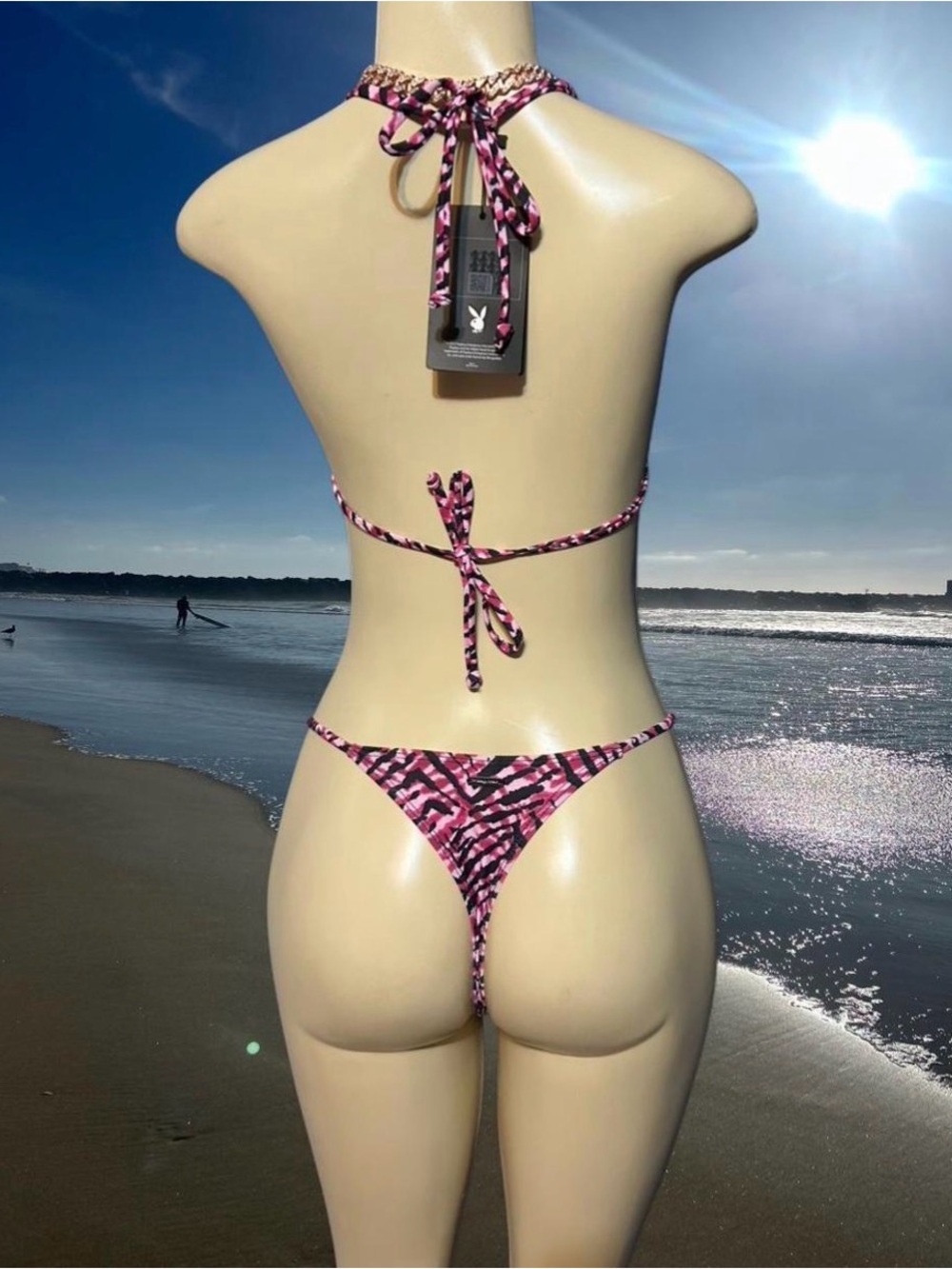 PLAYBOY Pink Patterned Triangle Bikini Set - Picture 3 of 8